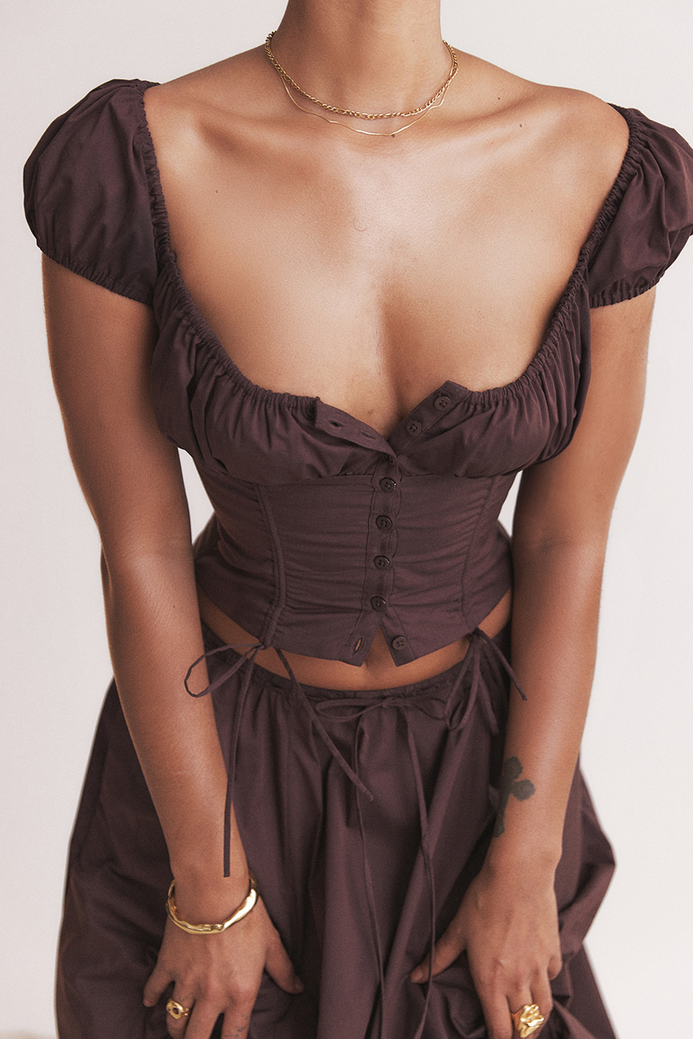 Kitty Rich Brown Gathered Top