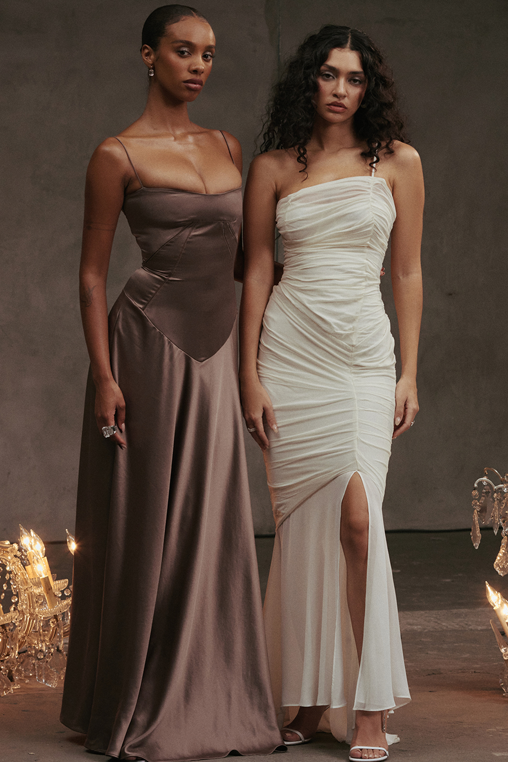 Anabella Smoke Lace Up Maxi Dress