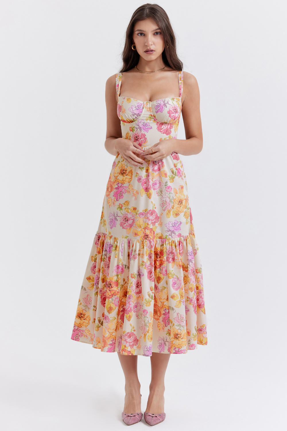 Elia Ivory Floral Midi Sundress