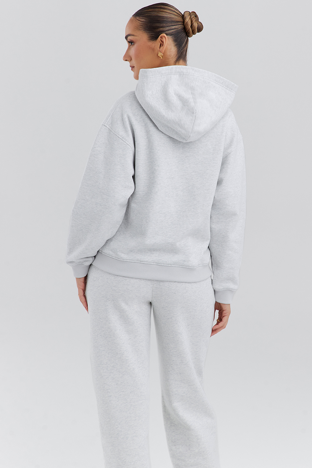 Muse Light Grey Marl Cotton Fleece-Back Hoodie