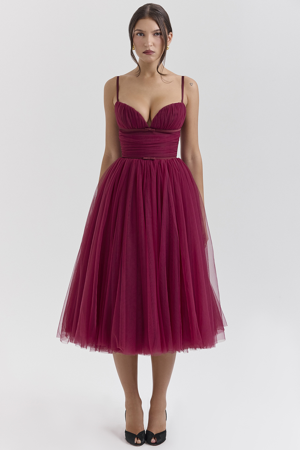 Countess Cabernet Tulle Midi Dress - SALE