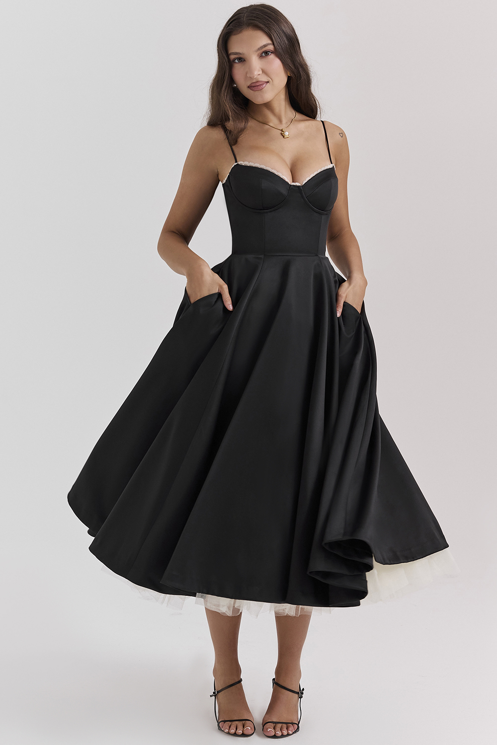 Mademoiselle Black Tulle Midi Dress