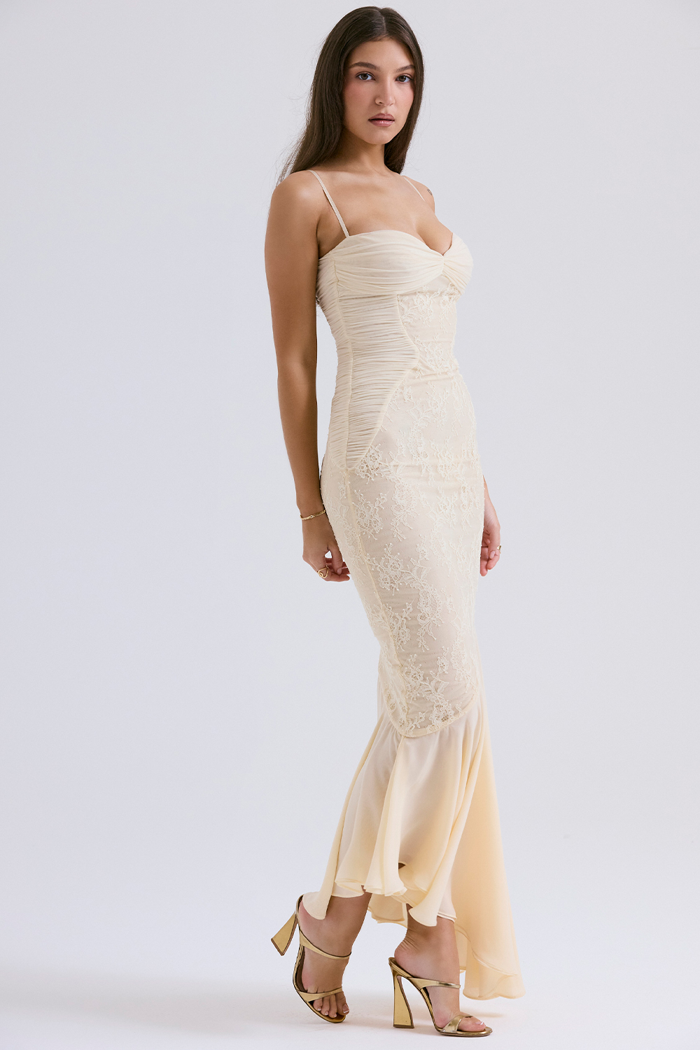 Felicia Vanilla Chiffon & Lace Gown