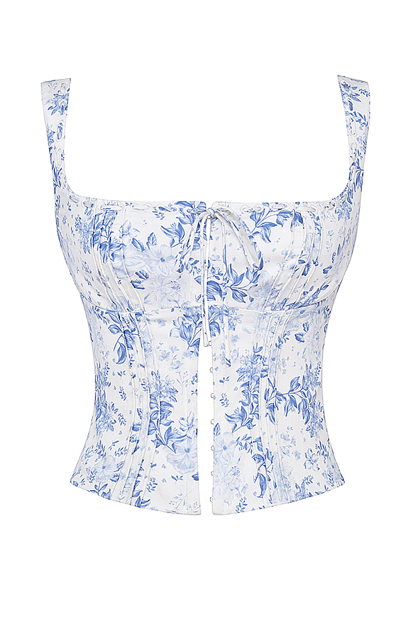 Chicca Blue Floral Print Top