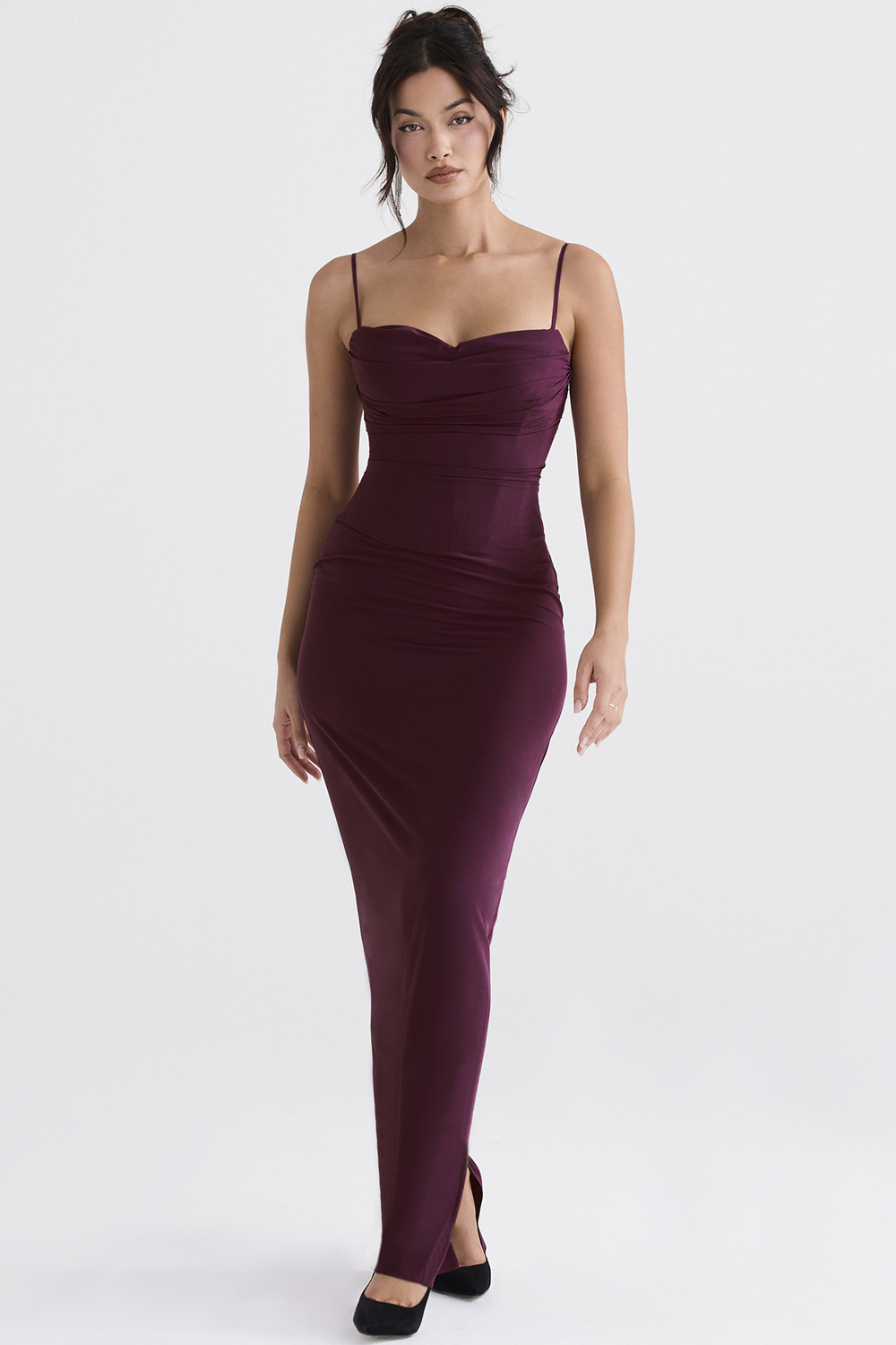 Lani Merlot Corset Maxi Dress