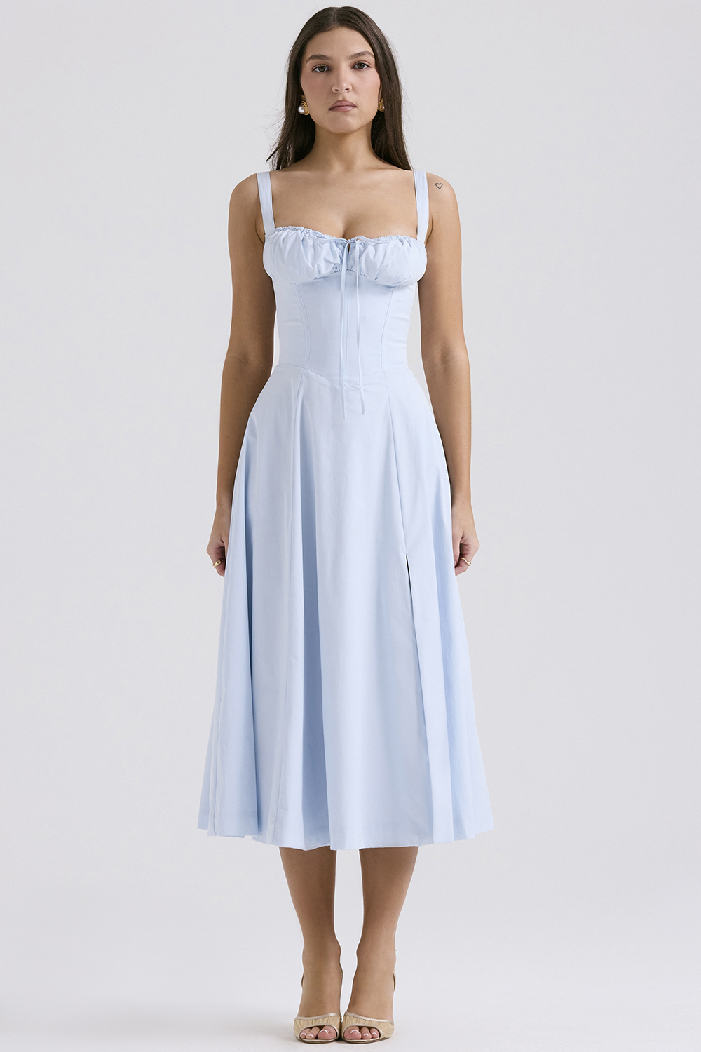 Carmen Soft Blue Cotton Bustier Sundress