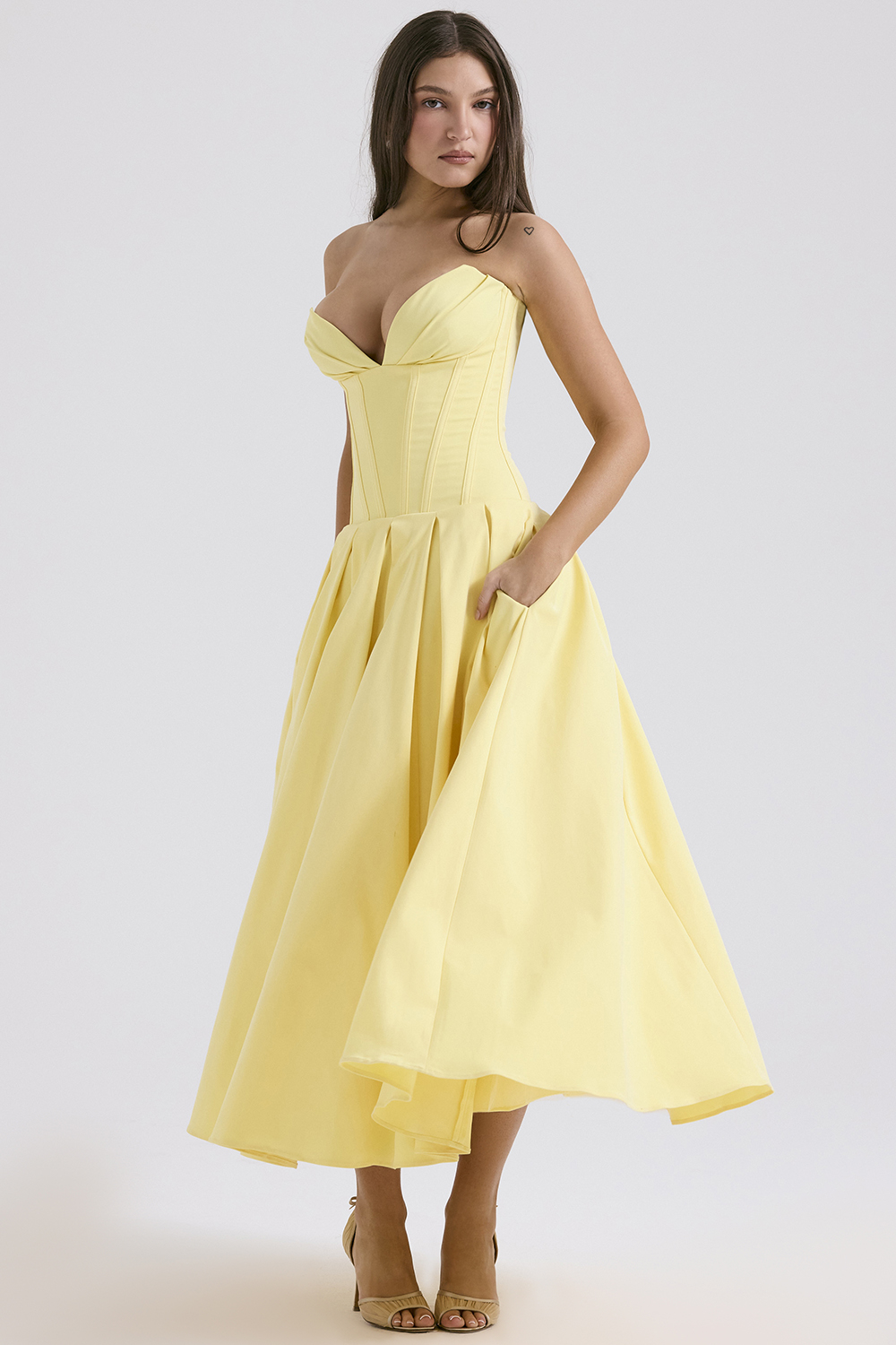 Lady Sunshine Strapless Tulle Midi Dress