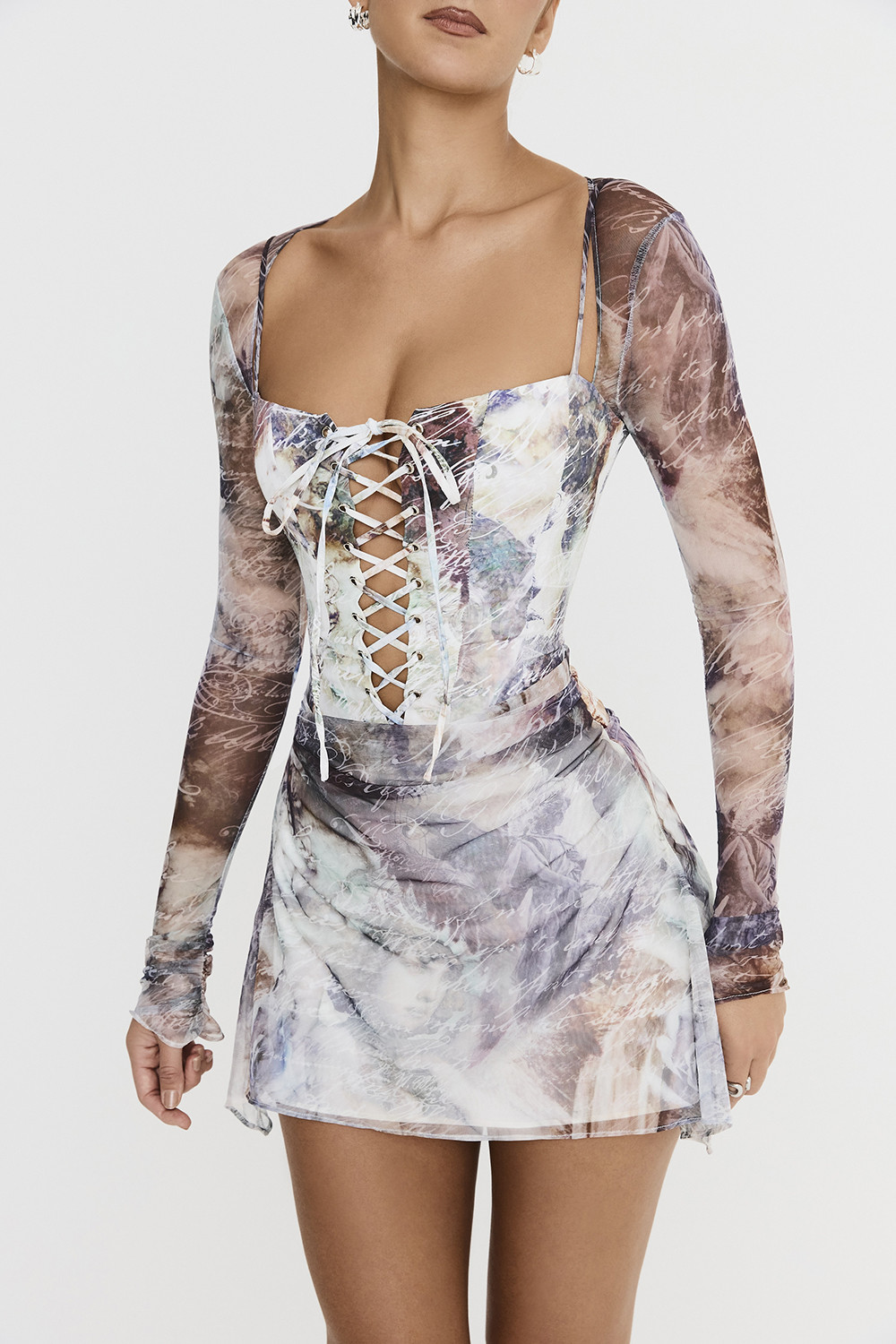 Mistress Rocks Printed Lace Up Mini Dress - SALE