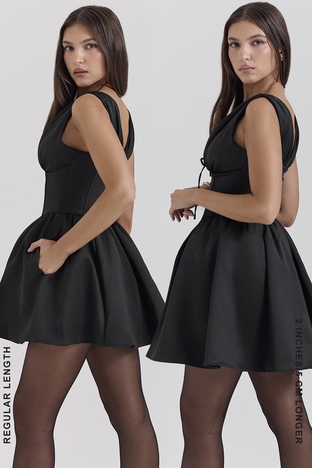 Emmeliette Black Satin Mini Dress - SALE