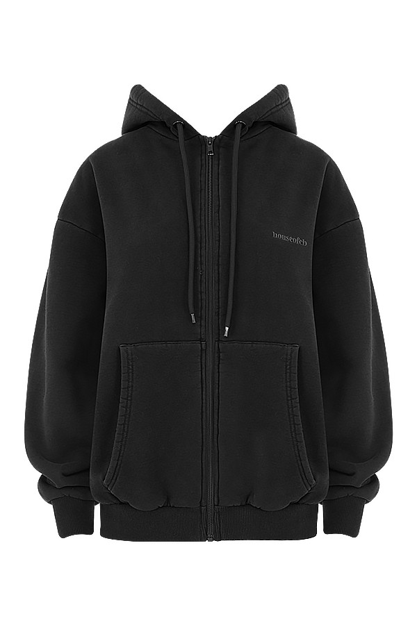 Storm Ink Cotton Fleece-Back Zip Through Hoodie