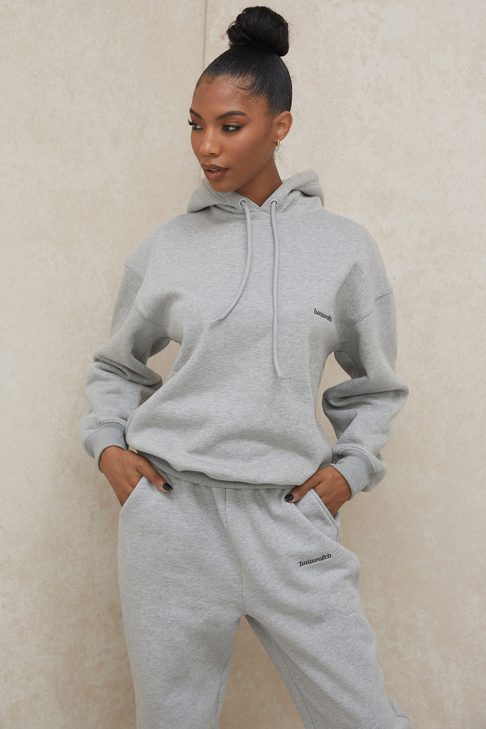 Halo Grey Cotton Fleece-Back Oversized Hoodie