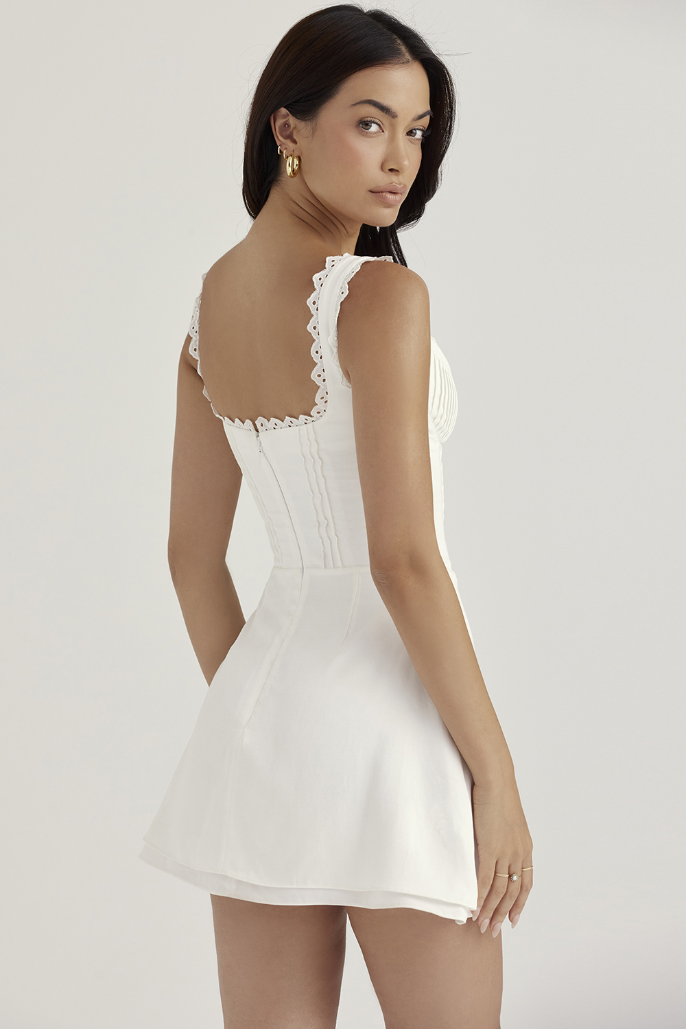 Tilly White Pin Tuck Mini Dress