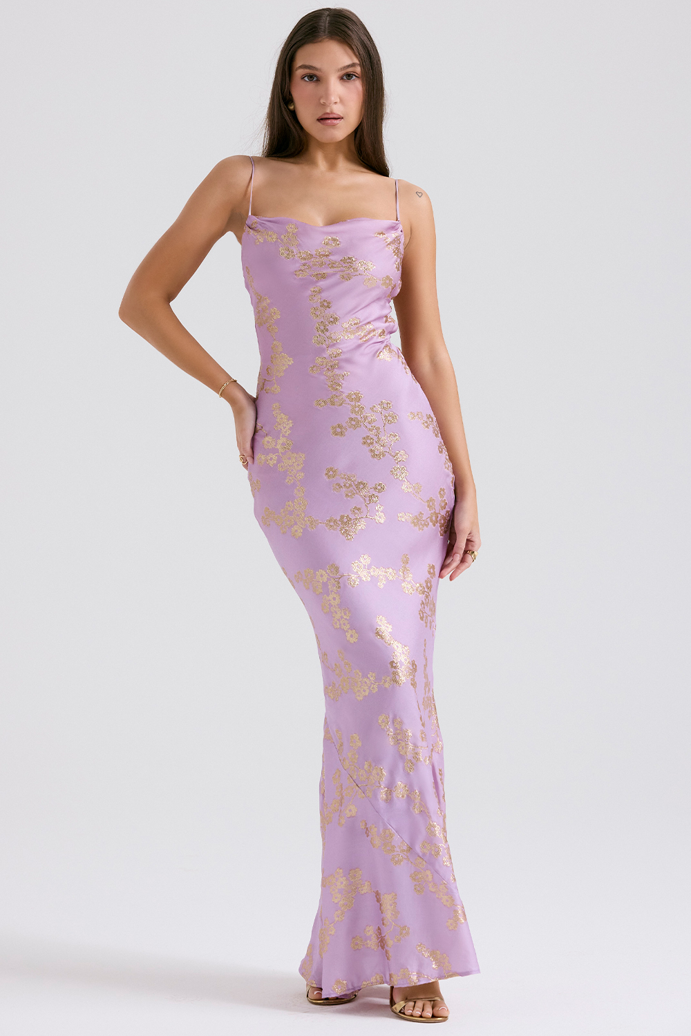 Capriana  Orchid Jacquard Satin Gown