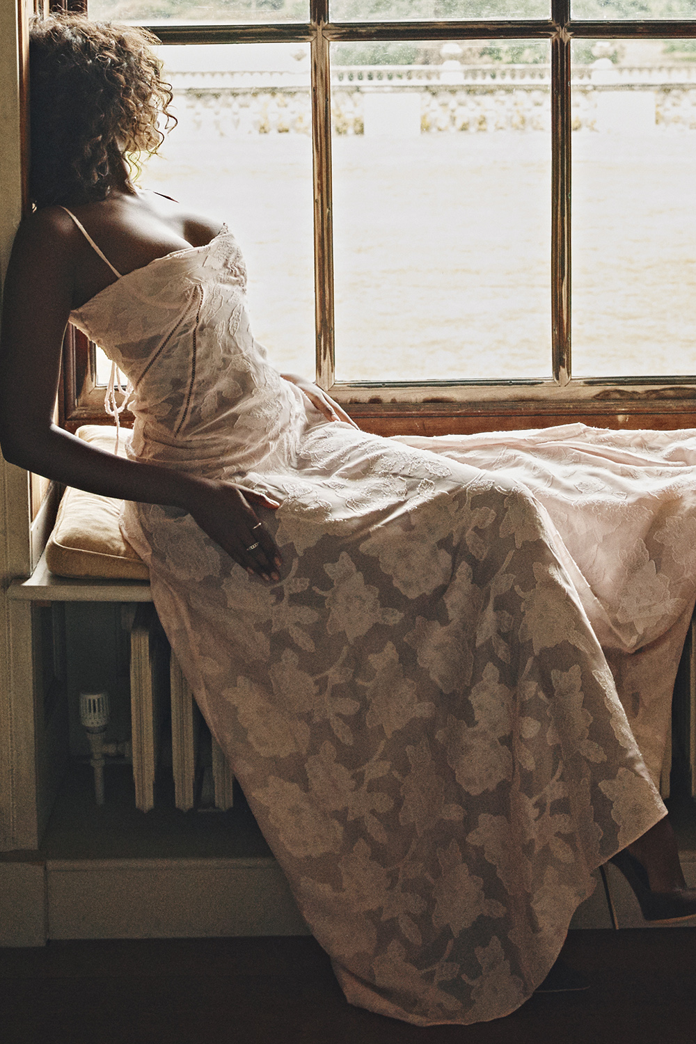 Seren Soft Pink Floral Lace Back Maxi Dress