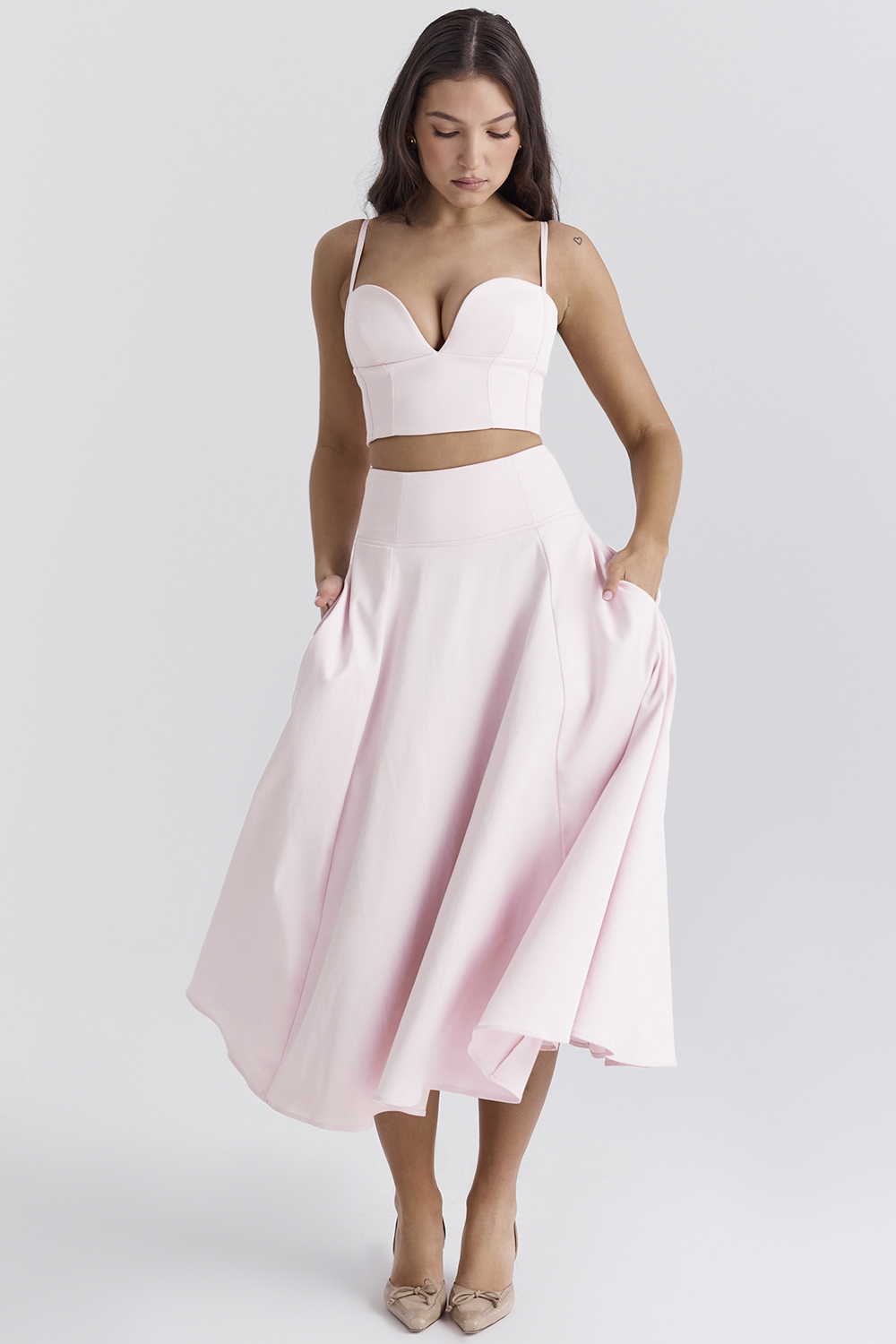Rita Ballerina Pink A-Line Midi Skirt