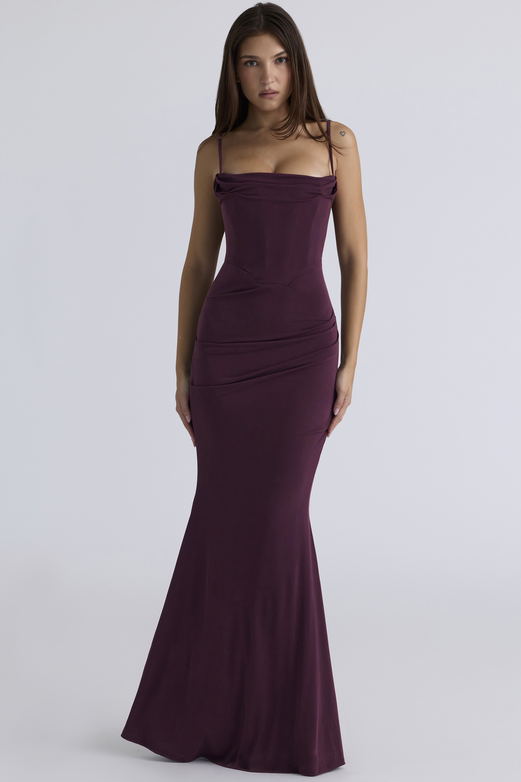 Milena Dark Cherry Corset Maxi Dress