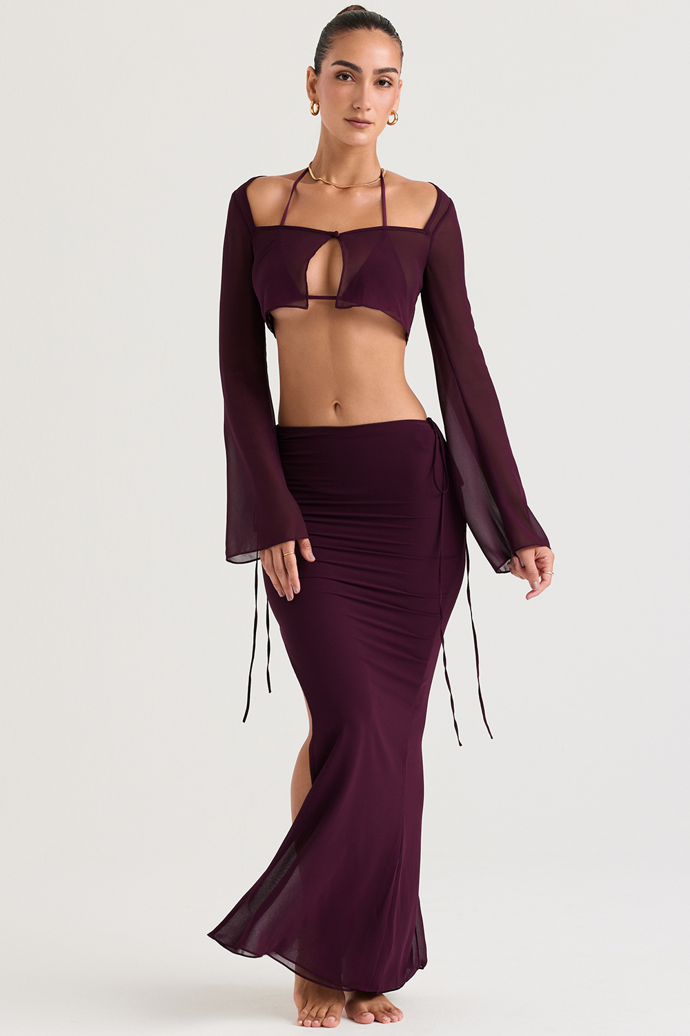 Amalfi Prune Cutout Maxi Skirt