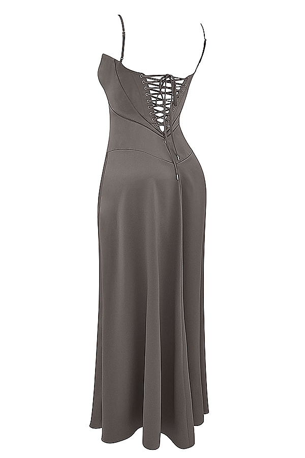 Anabella Smoke Lace Up Maxi Dress