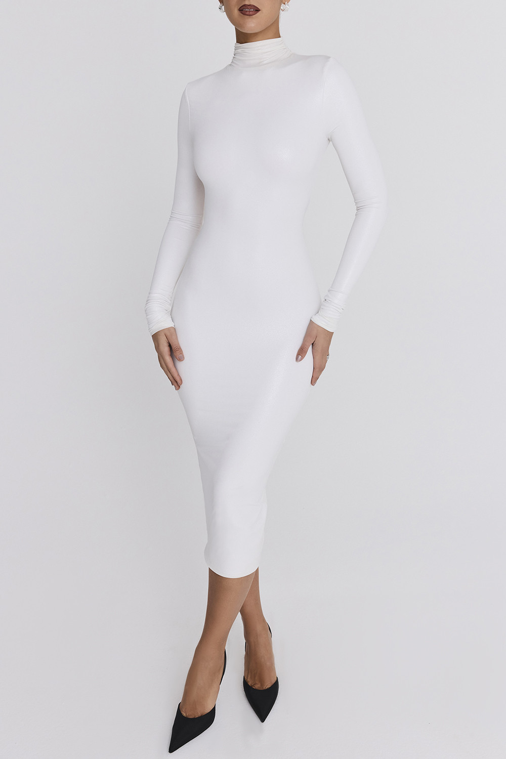 Mistress Rocks White Glitter Jersey Open Back Midi Dress - SALE