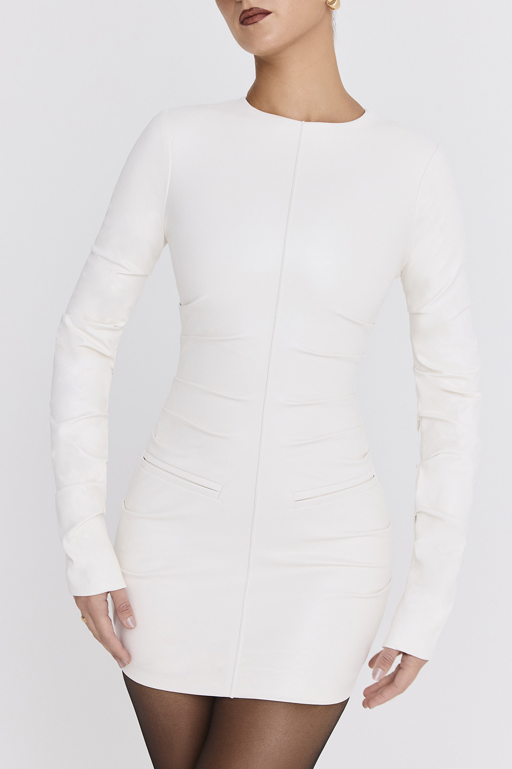 Mistress Rocks Ivory Vegan Leather Mini Dress - SALE