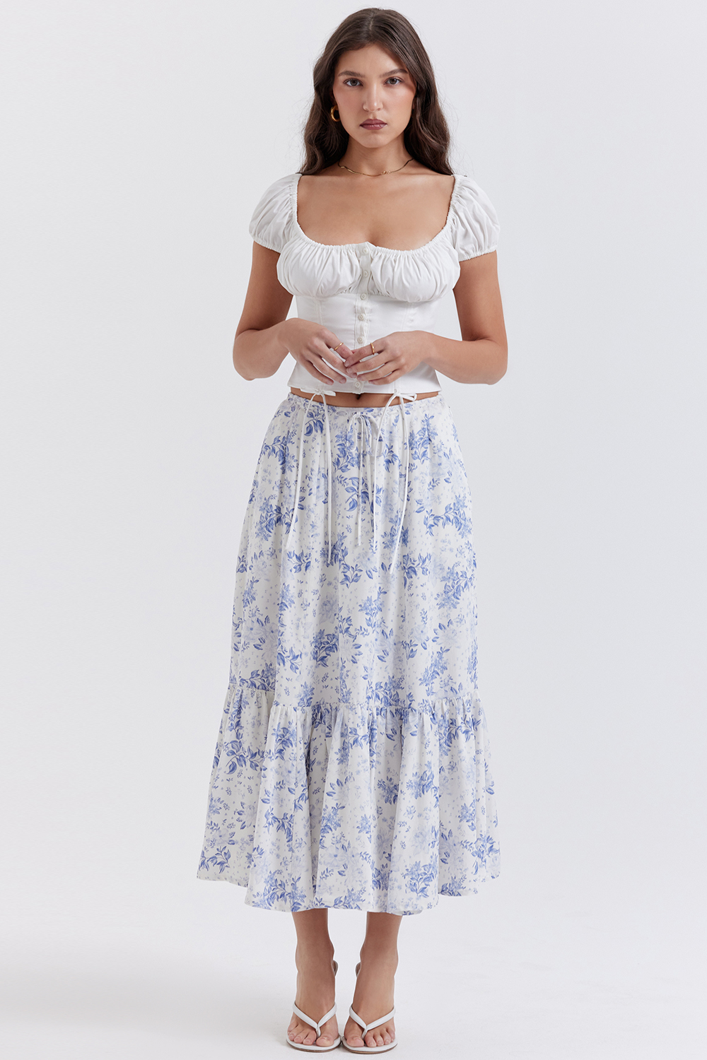 Aitana Blue Print Midi Skirt