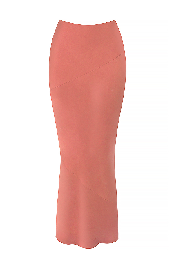 Colette Rose Satin Low Waist Midi Skirt