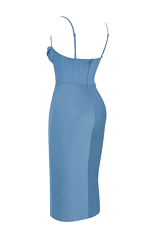 Myrna Aegean Blue Corset Midi Dress