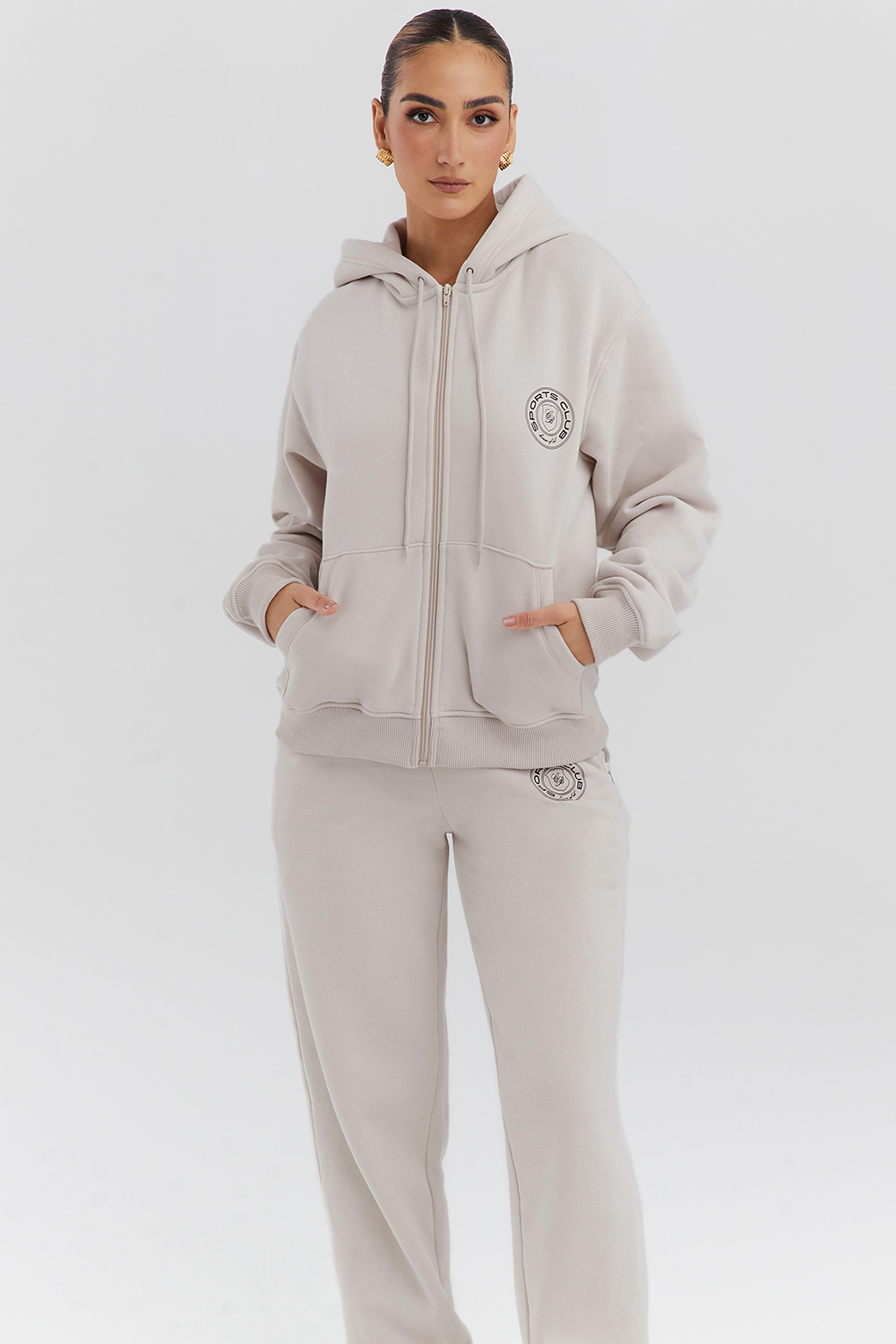 Mirage Cloud Cotton Fleece-Back Zip Through Hoodie