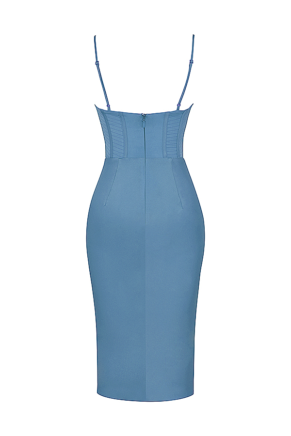Myrna Aegean Blue Corset Midi Dress