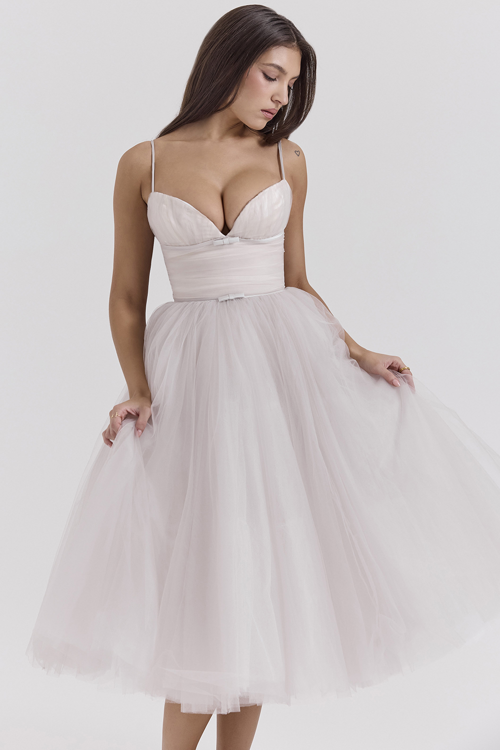 Countess French Dove Tulle Midi Dress - SALE