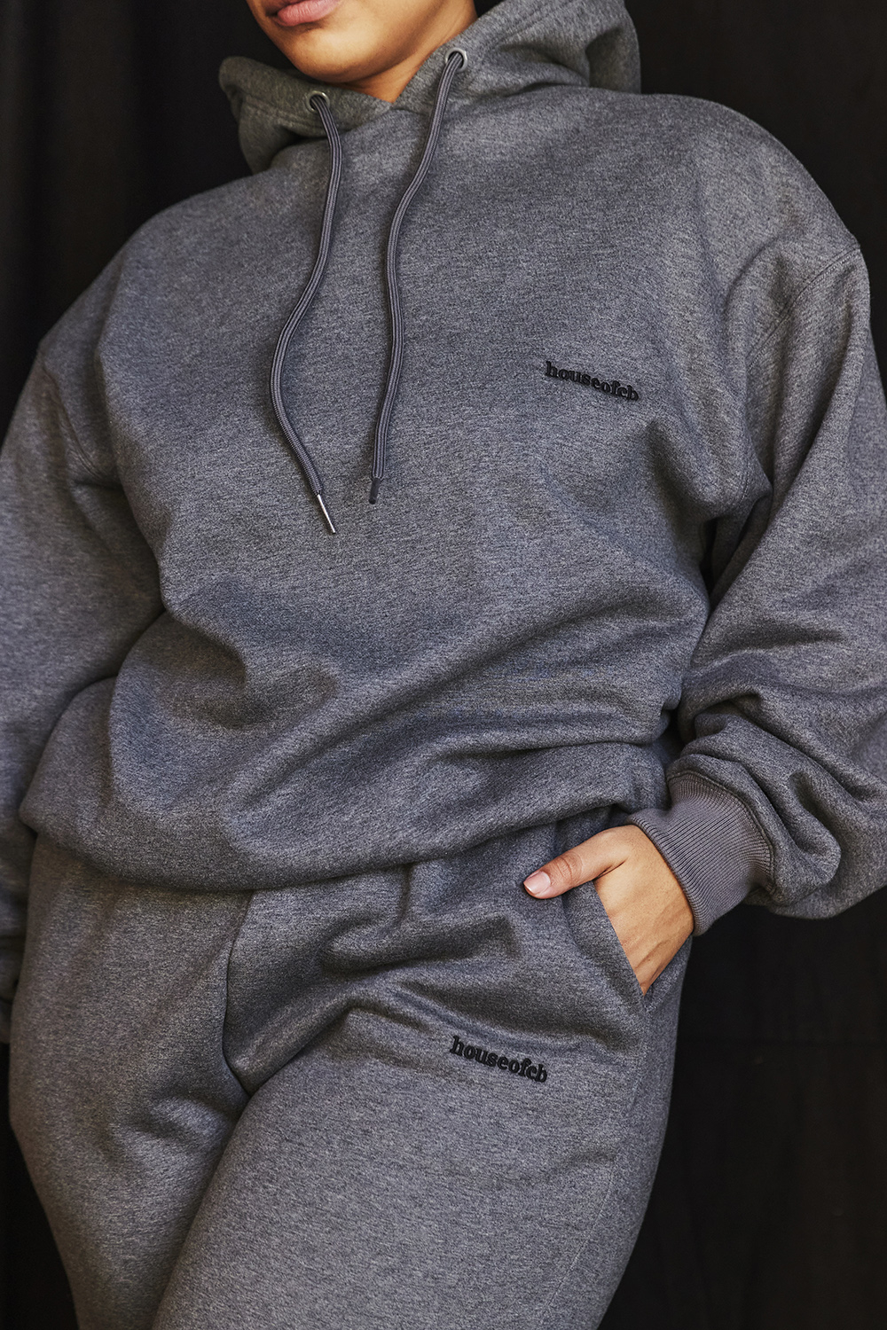 Halo Dark Grey Cotton Fleece-Back Oversized Hoodie