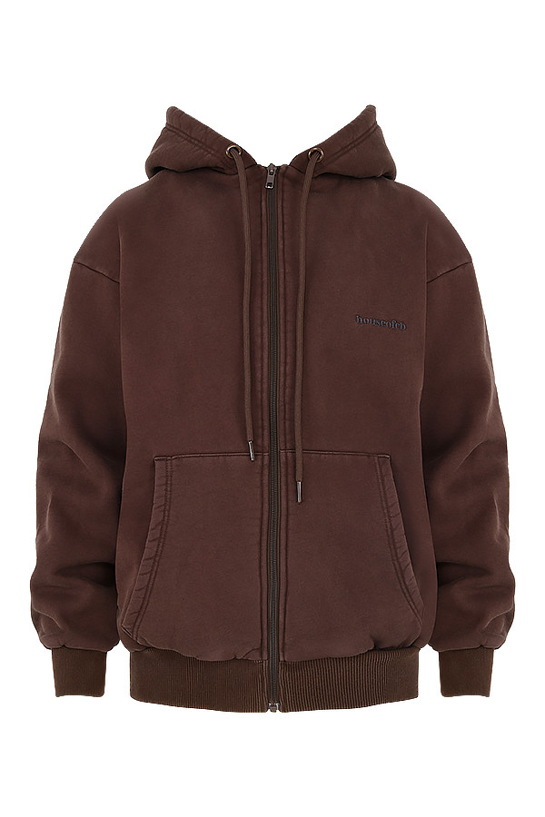Storm Chocolate Cotton Fleece-Back Zip Through Hoodie