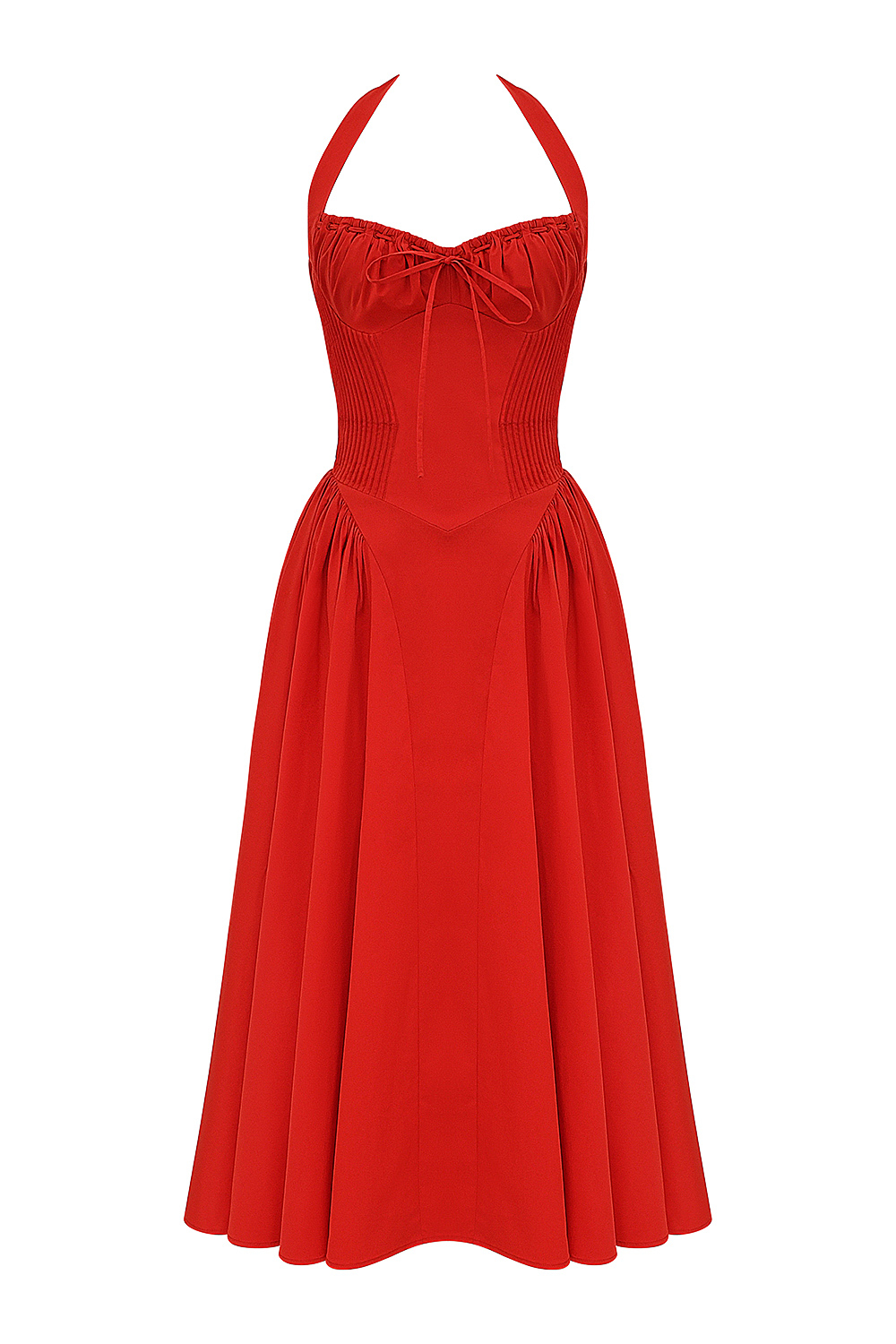 Adabella Italian Tomato Cotton Halter Sundress