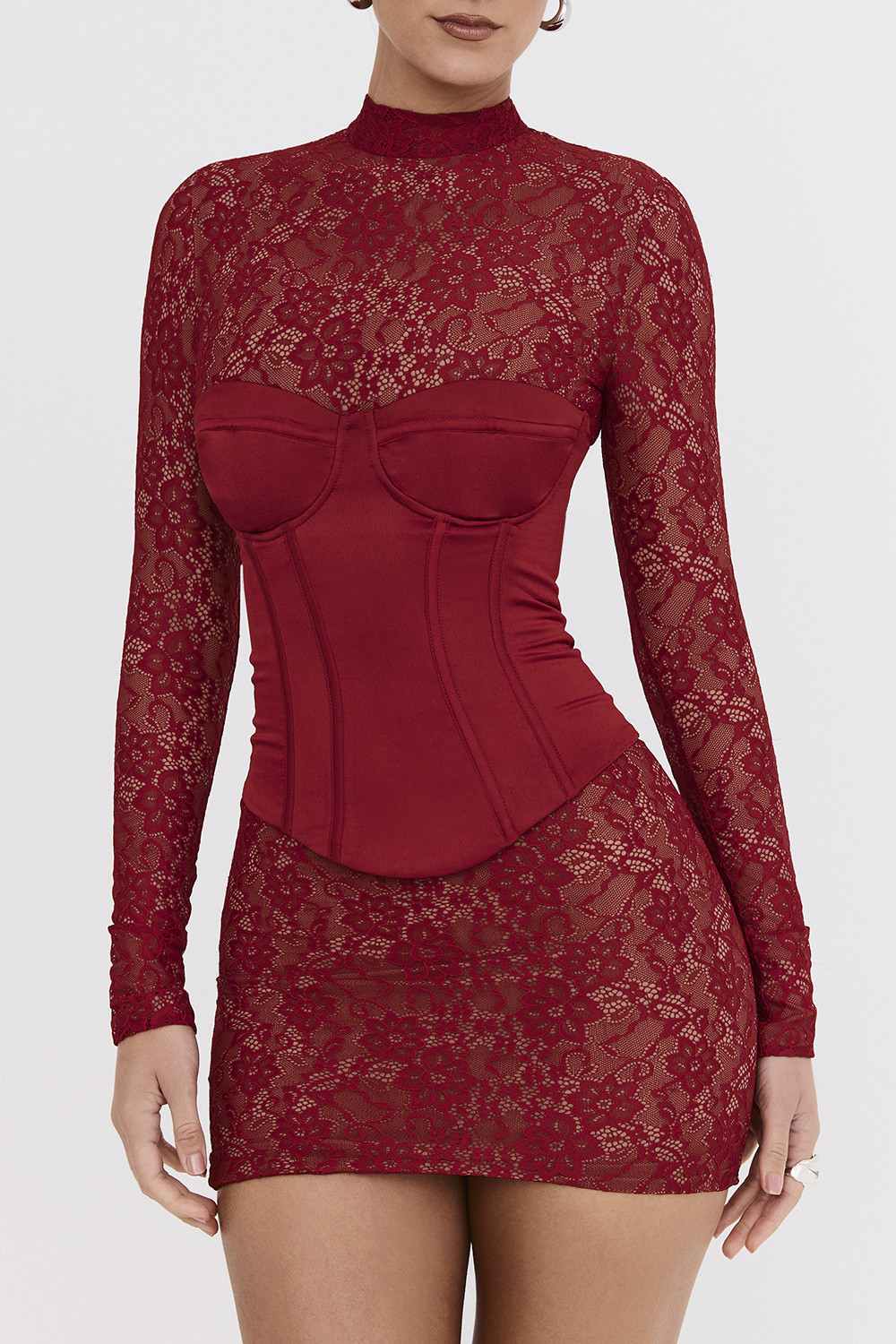 Mistress Rocks Red Satin & Lace Mini Dress - SALE