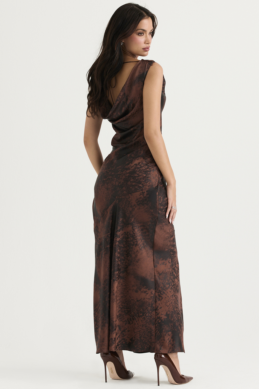 Alaina Antique Copper Bias Cut Maxi Dress