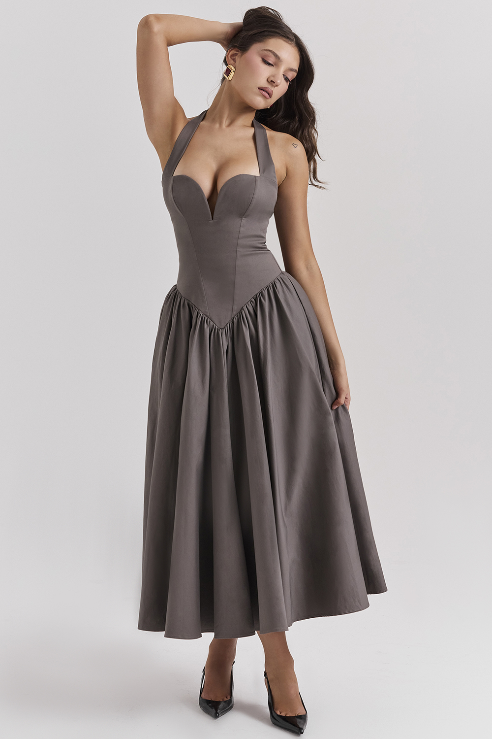 Coquette Smoke Halter Midi Dress