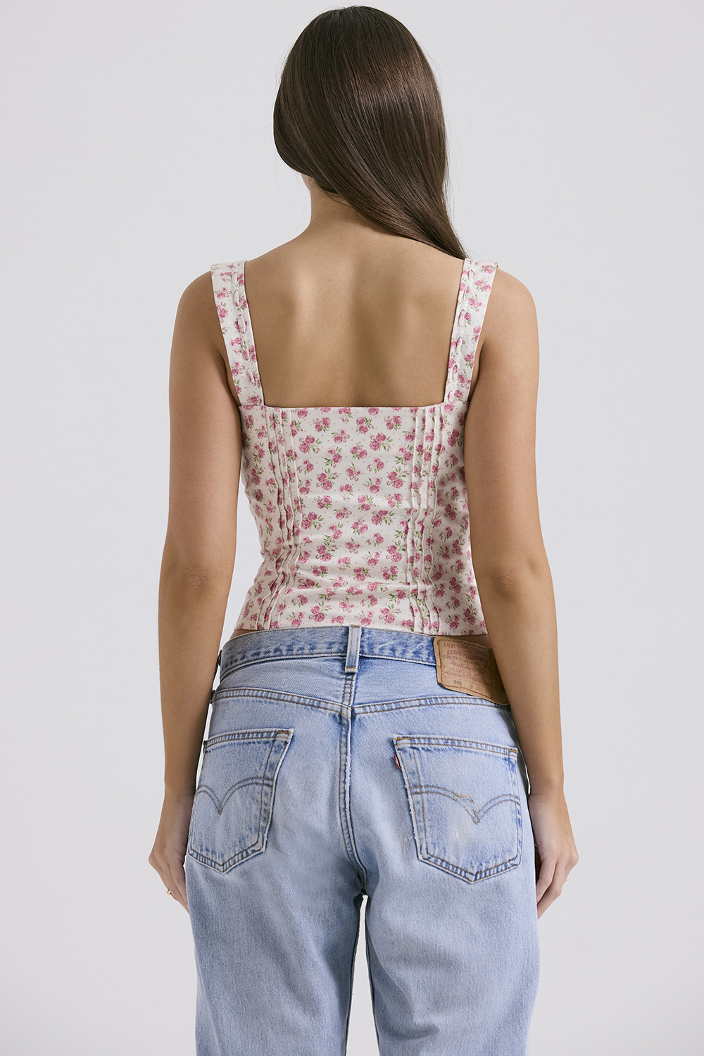 Chicca White Rosebud Print Top
