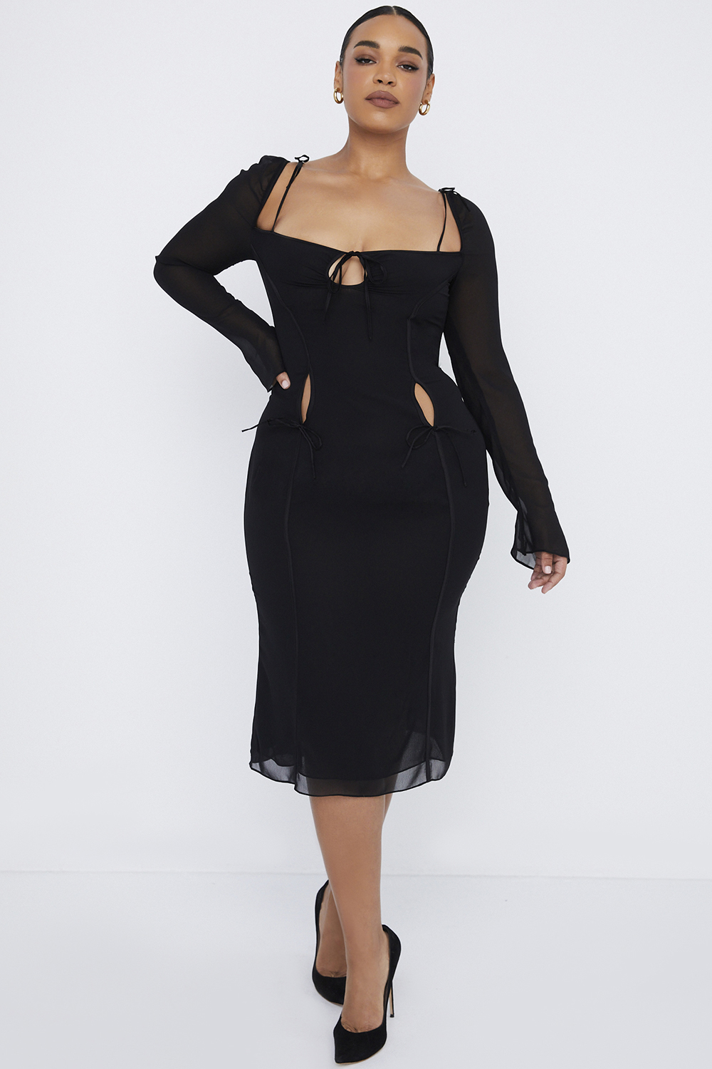 Ophelia Black Cutout Midi Dress