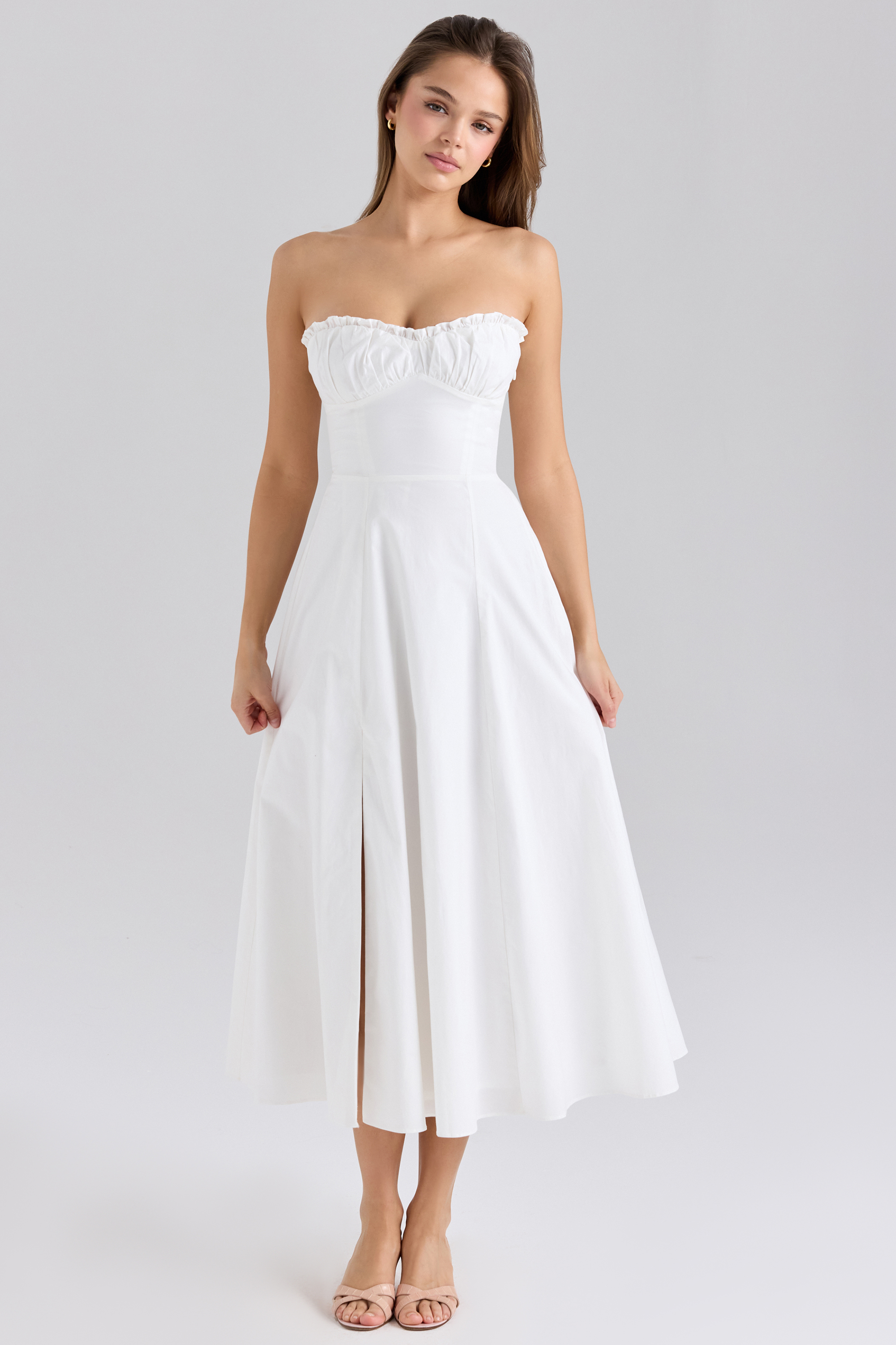 Clarabelle Rose Print Cotton Detachable Corset Midi Sundress