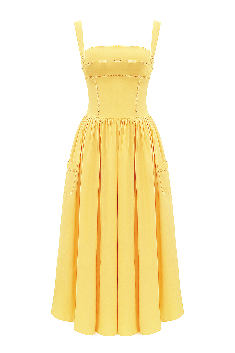 Vivien Apricot Cotton Midi Sundress