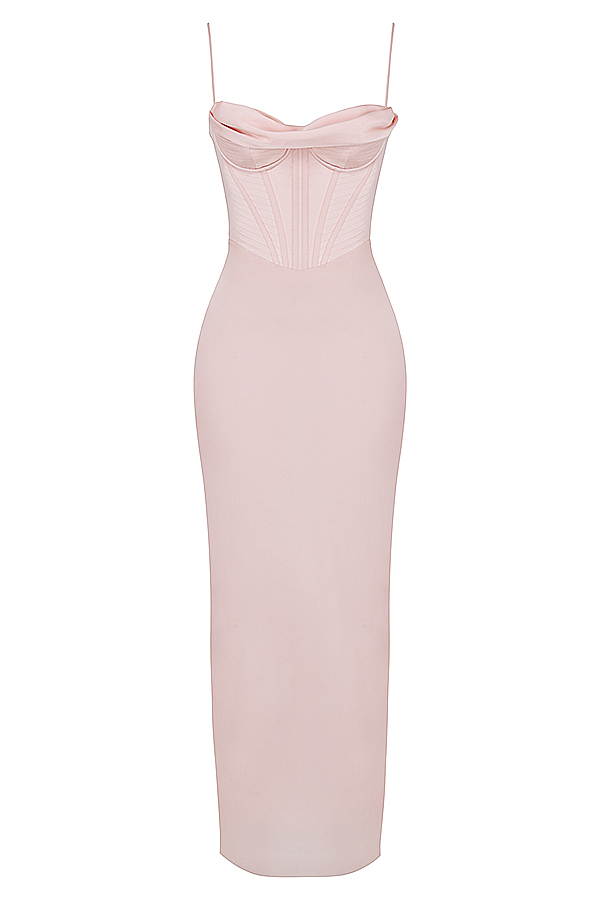 Charmaine Blush Pink Corset Maxi Dress