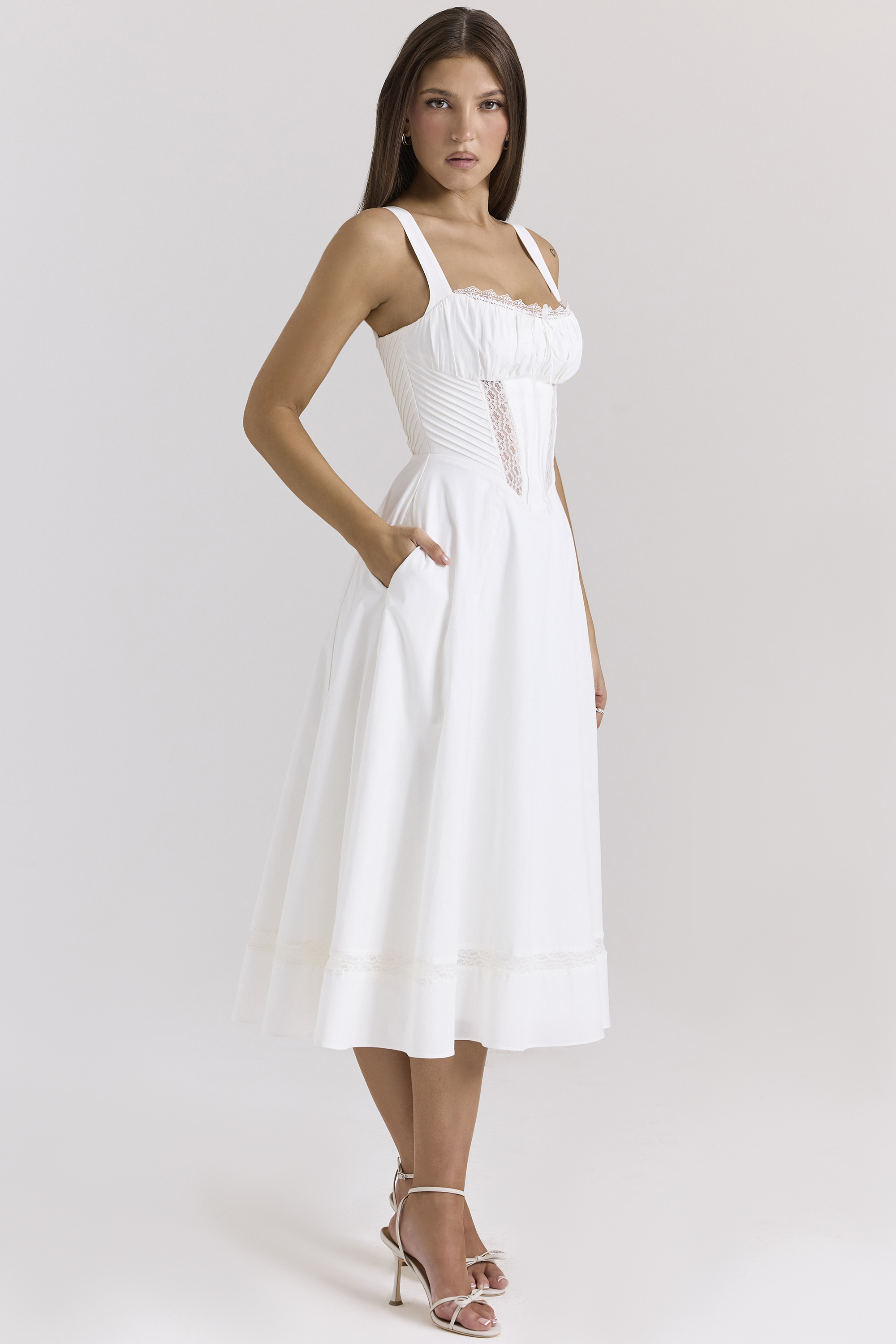 Kim White Cotton Midi Sundress