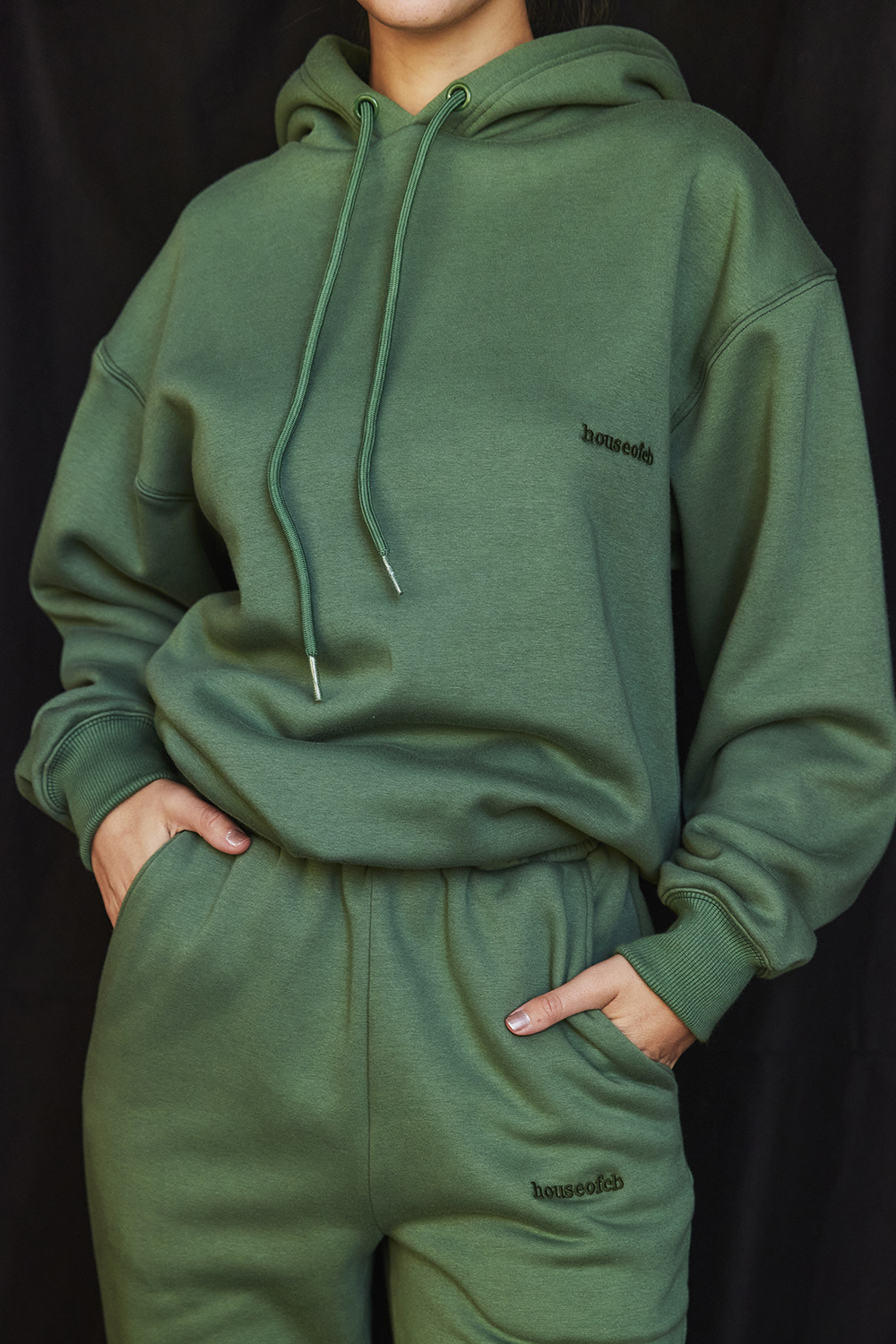 Halo Moss Cotton Fleece-Back Oversized Hoodie