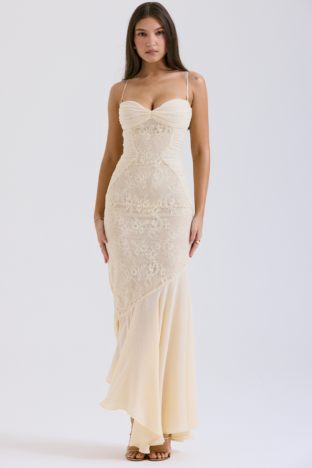 Felicia Vanilla Chiffon & Lace Gown