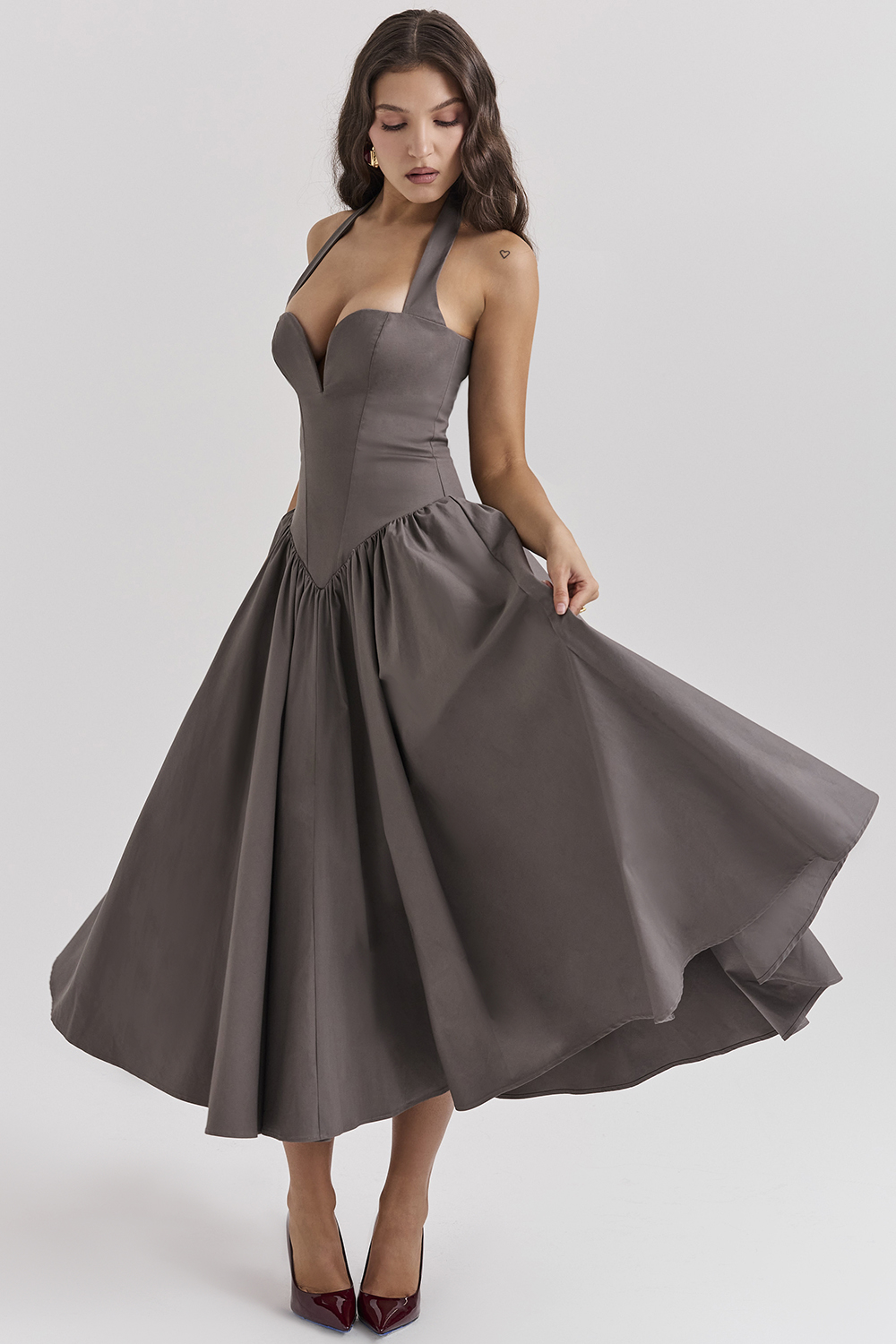 Coquette Smoke Halter Midi Dress