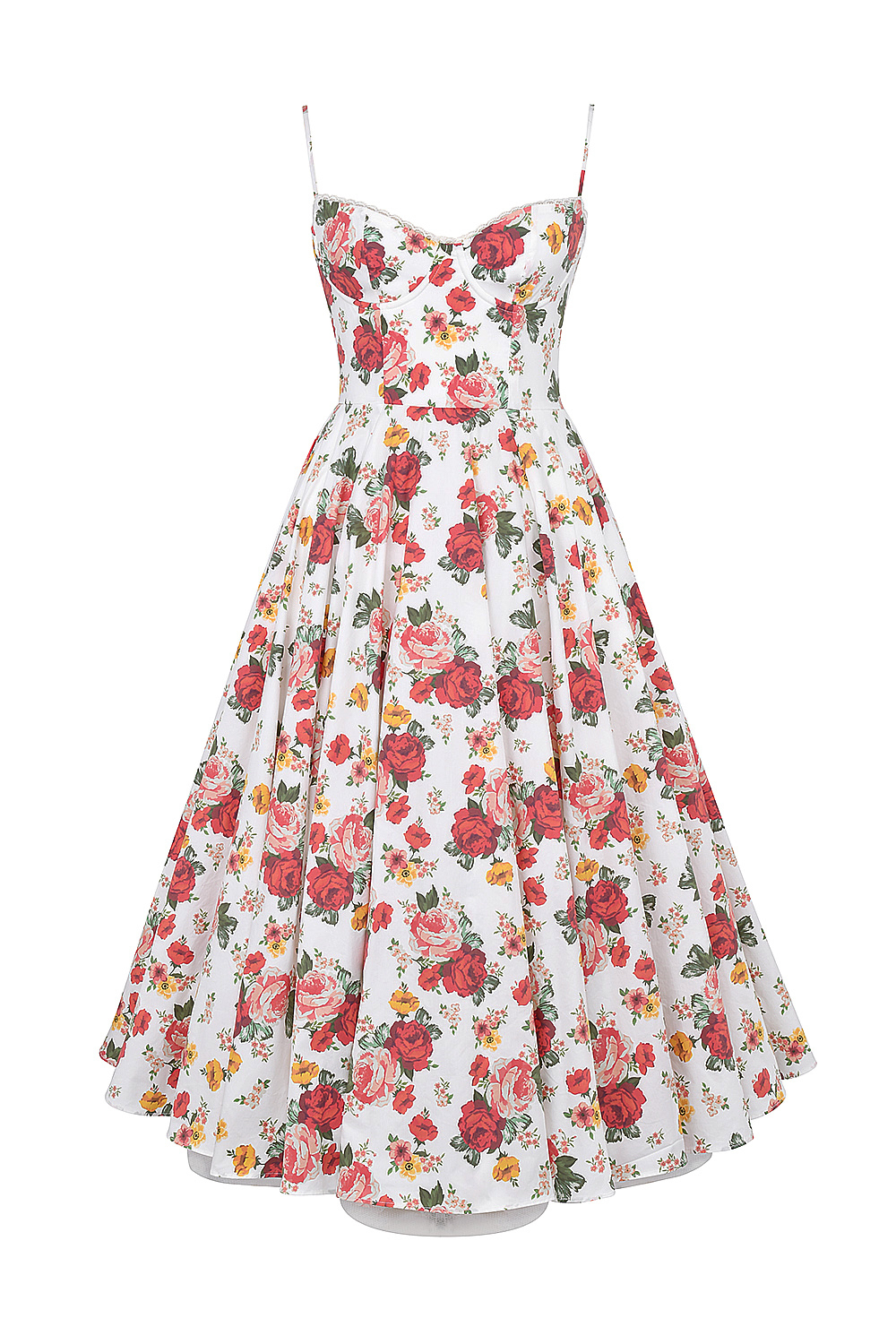 Mademoiselle Italian Rose Print Tulle Midi Dress