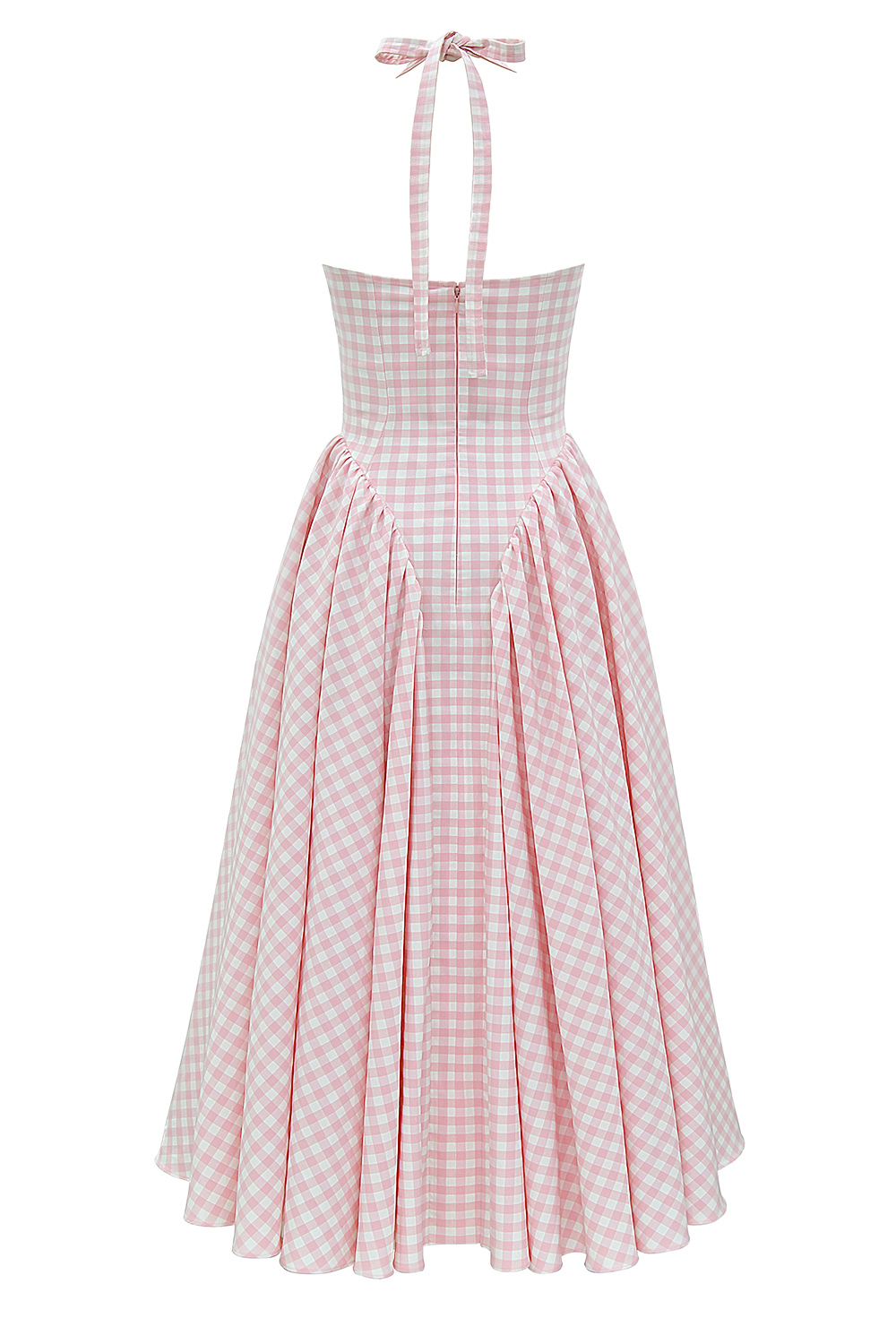 Marilyn Strawberry Shortcake Gingham Halter Midi Sundress