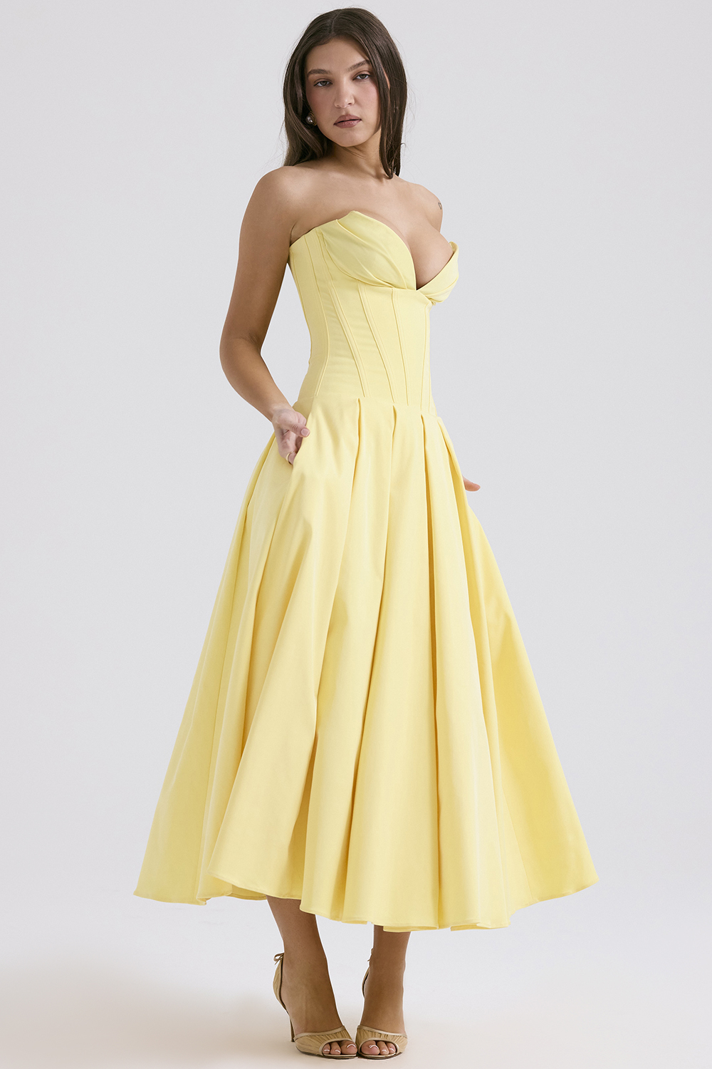 Lady Sunshine Strapless Tulle Midi Dress