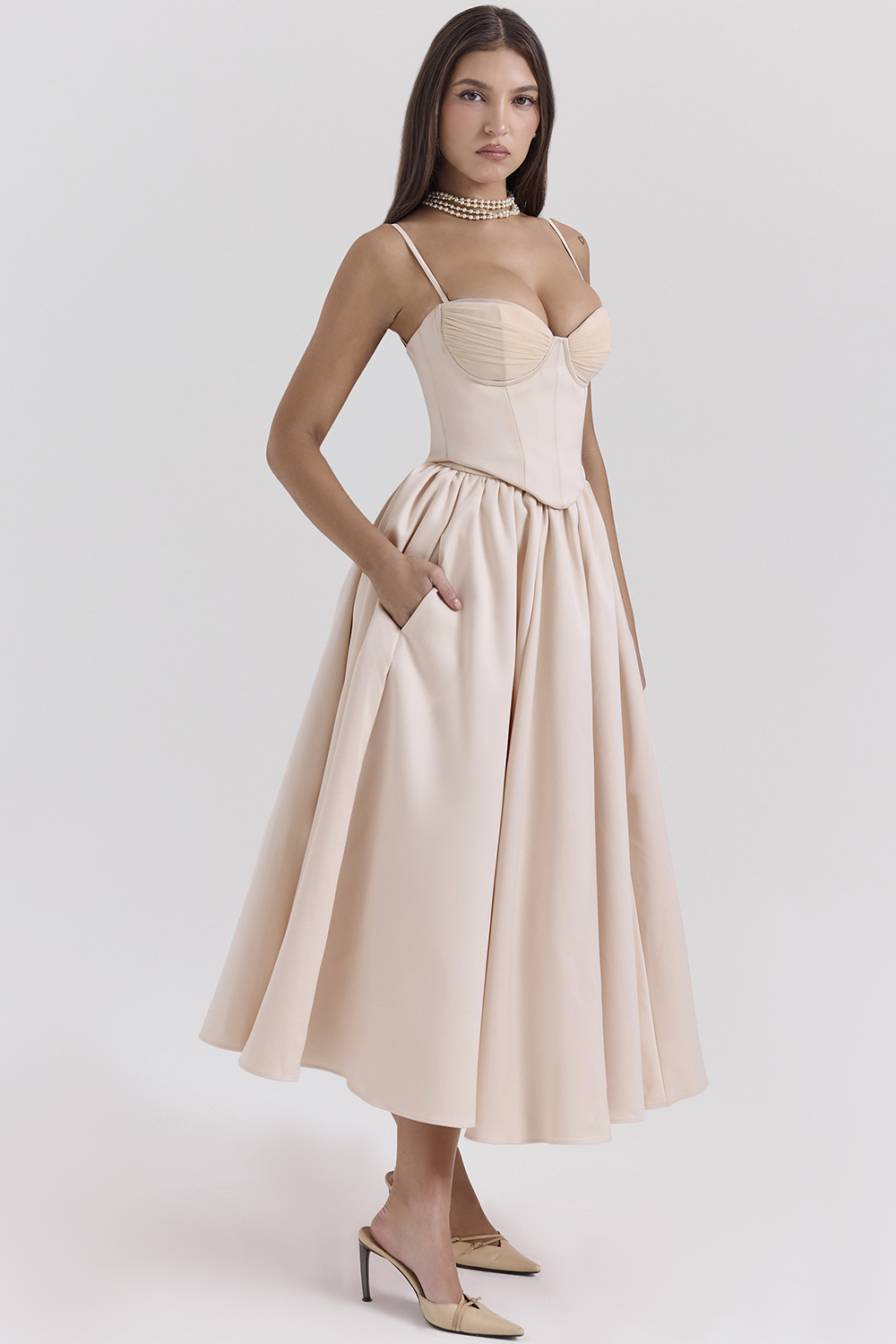 Perfect Peach Satin Corset and Skirt - SALE