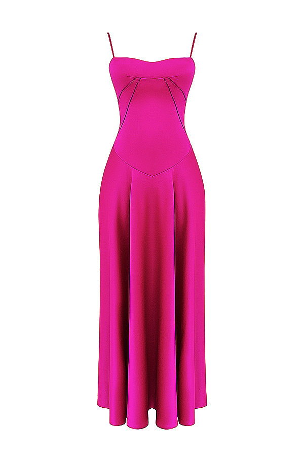 Anabella Fuchsia Lace Up Maxi Dress